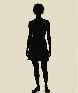 Silueta de persona con figura ligeramente descuidada, fondo neutro.